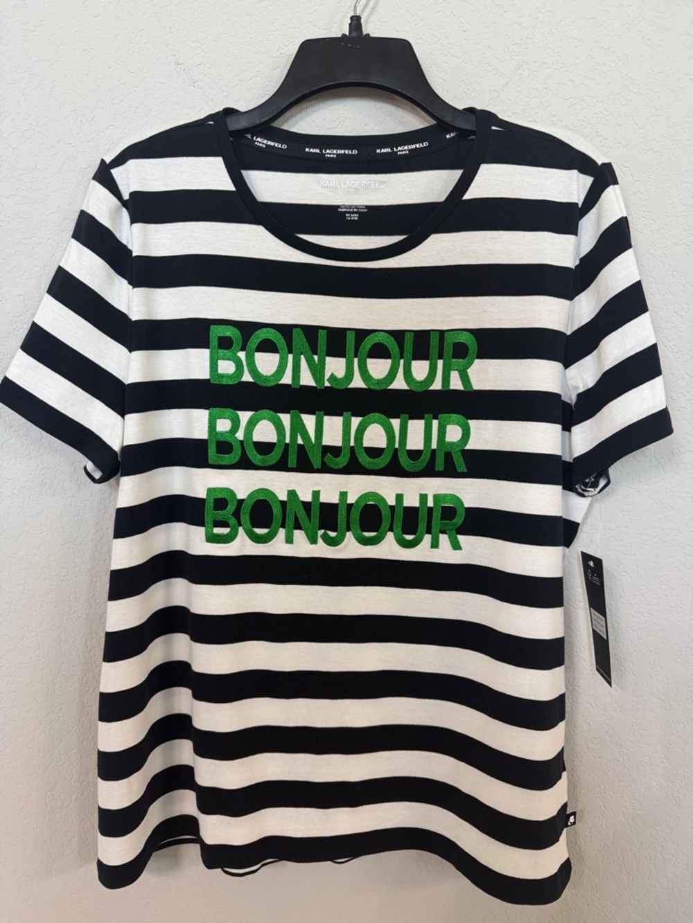 Karl Lagerfeld Striped Bonjour Tee
